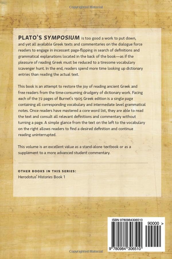 Plato'S Symposium: Greek Text With Facing Vocabulary And Commentary,Used