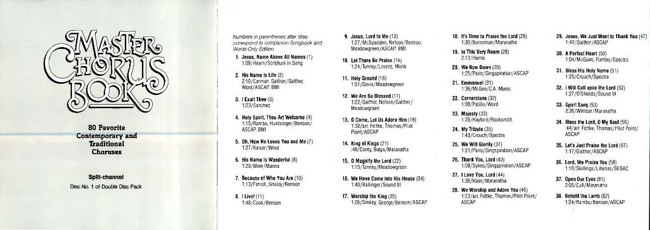 Master Chorus Book: 250 Contemporary, Traditional and New Choruses,Used