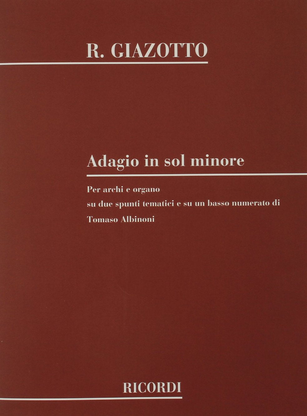 Adagio In G Minor: Full Score