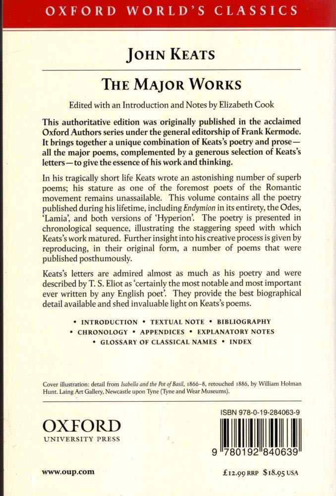 The Major Works: Including Endymion, the Odes and Selected Letters (Oxford World's Classics),Used