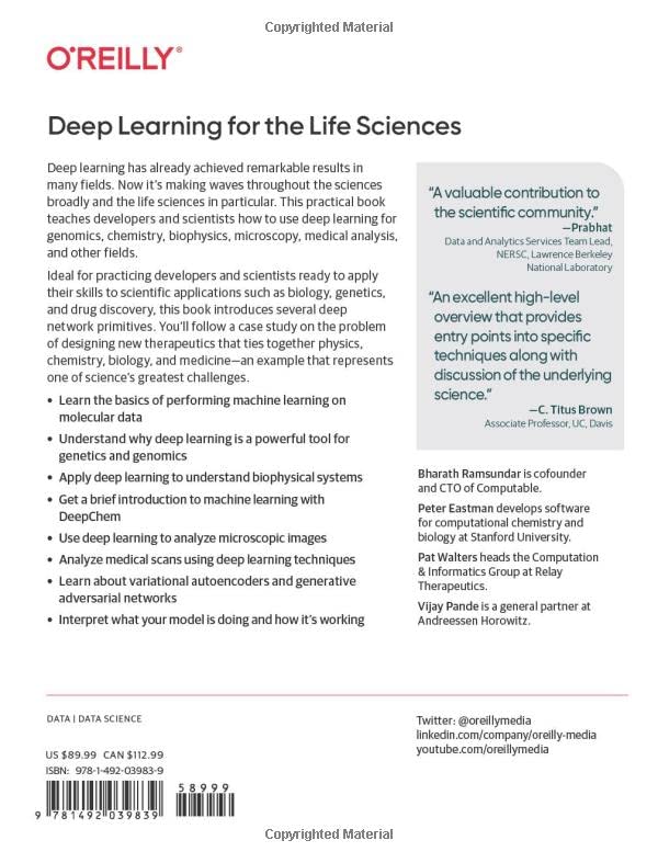 Deep Learning For The Life Sciences: Applying Deep Learning To Genomics, Microscopy, Drug Discovery, And More