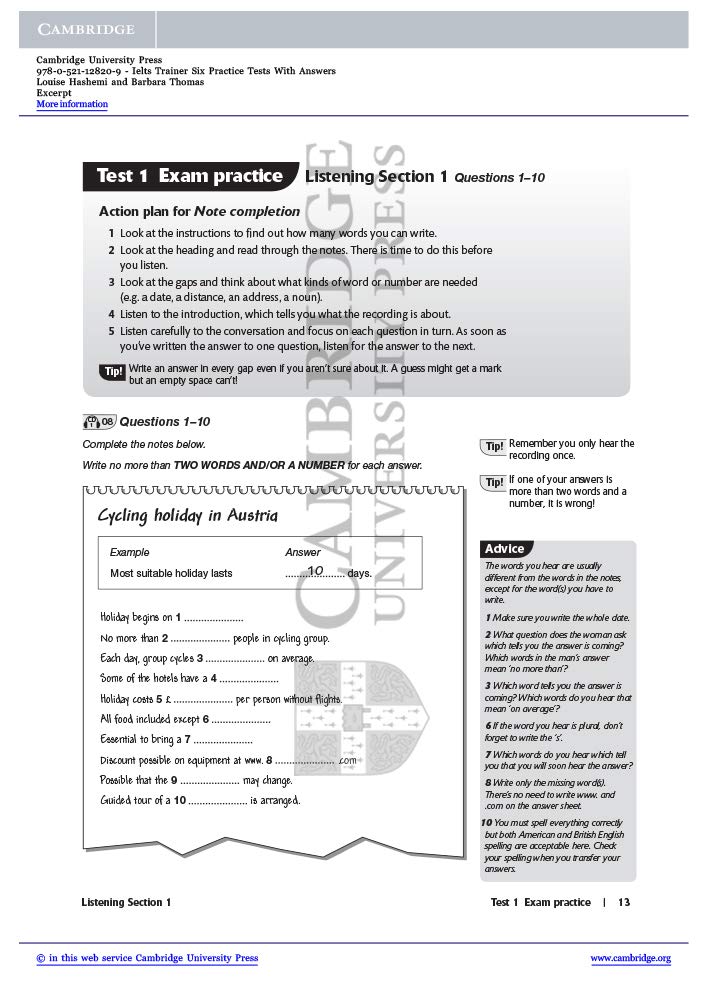 IELTS Trainer Six Practice Tests with Answers and Audio CDs (3),Used