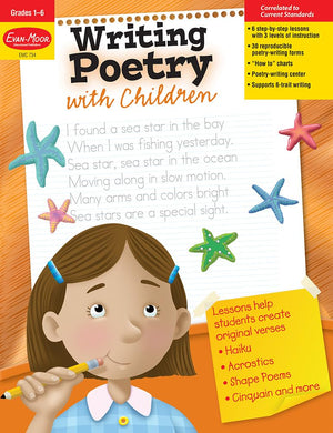 EvanMoor Writing Poetry with Children, Grade 16 Activity Book  Supplemental Teaching Resource Workbook Inspires Poets (Writin,Used