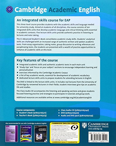 Cambridge Academic English C1 Advanced Student'S Book: An Integrated Skills Course For Eap (Cambridge Academic English Course),Used