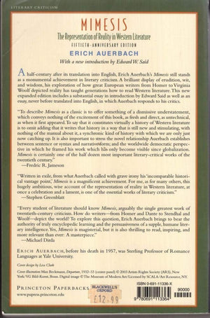 Mimesis: The Representation Of Reality In Western Literature  Fiftiethanniversary Edition