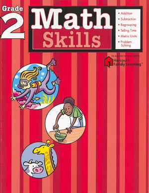 Math Skills: Grade 2 (Flash Kids Harcourt Family Learning),Used