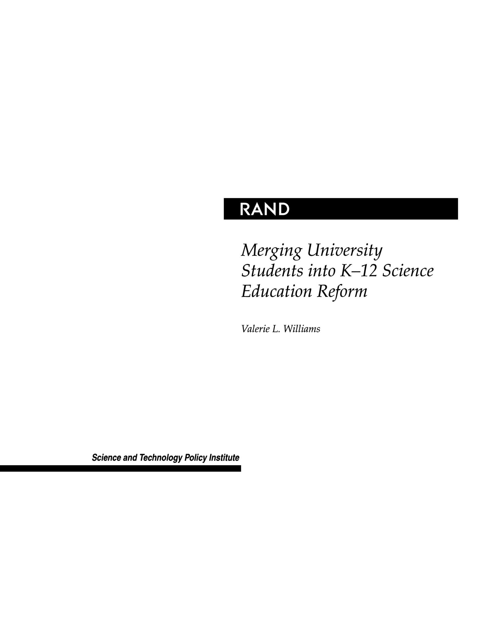 Merging University Students into K12 Science Education Reform,Used