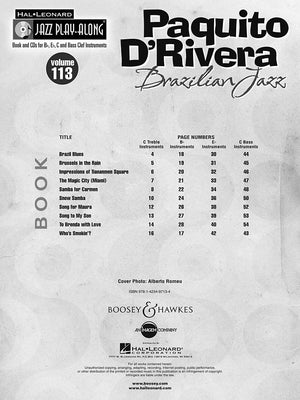 Paquito D'Rivera  Brazilian Jazz: Jazz PlayAlong Volume 113 Book/2CDs Set,Used