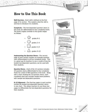 Leveled TextDependent Question Stems: Mathematics Problem Solving,Used