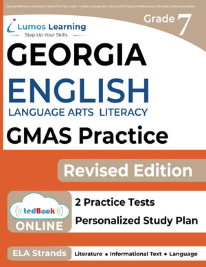 Georgia Milestones Assessment System Test Prep: Grade 7 English Language Arts Literacy (ELA) Practice Workbook and Fulllength O,Used