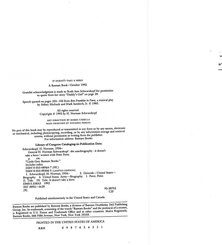 It Doesn'T Take A Hero: The Autobiography,Used