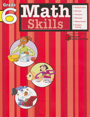 Math Skills: Grade 6 (Flash Kids Harcourt Family Learning),Used