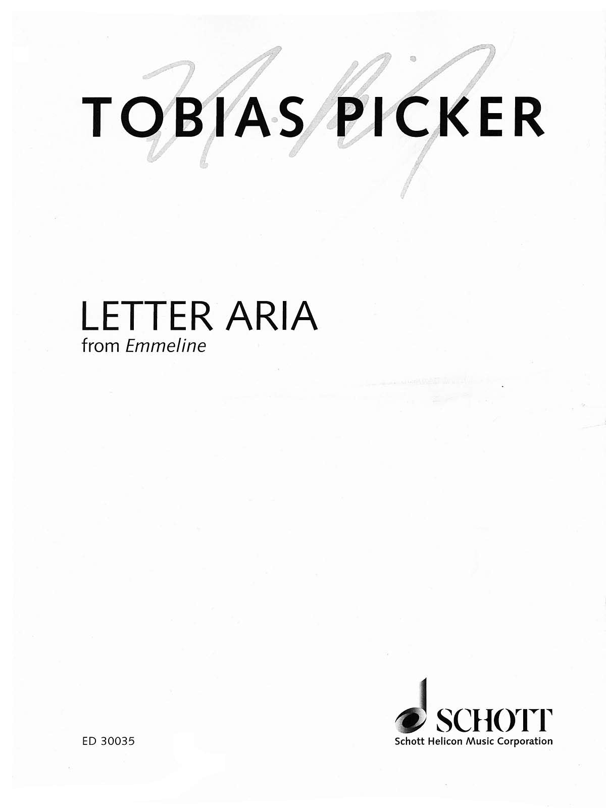 Letter Aria from Emmeline: Soprano and Piano,Used