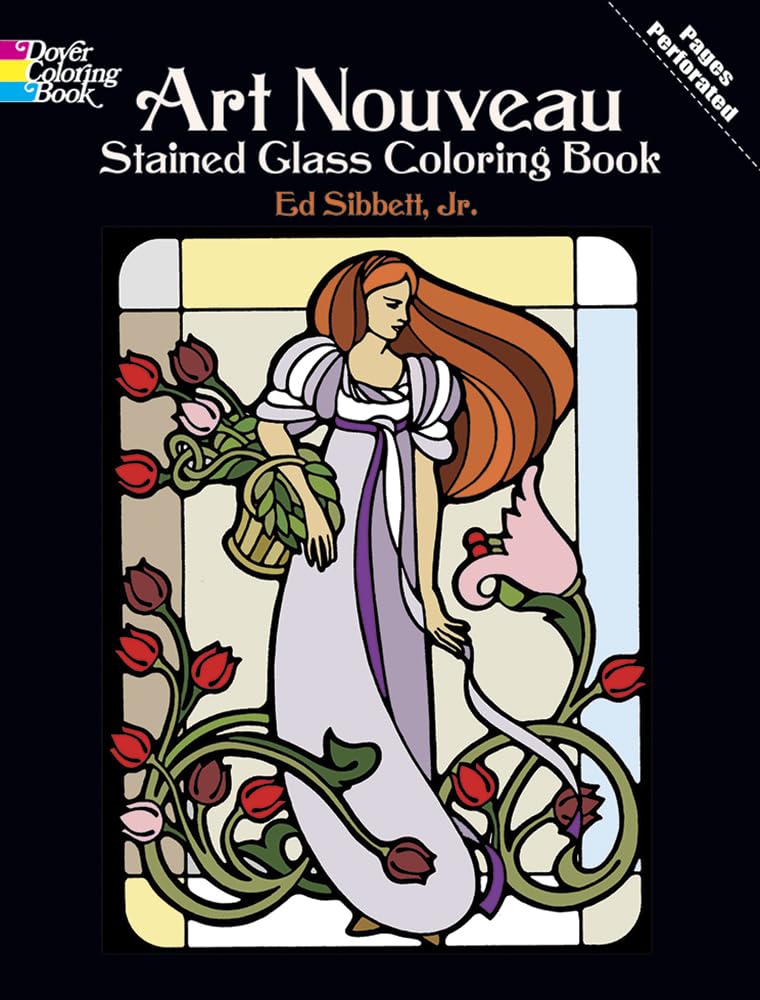 Art Nouveau Stained Glass Coloring Book (Dover Design Coloring Books),Used