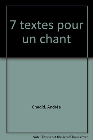 Sept textes pour un chant,Used