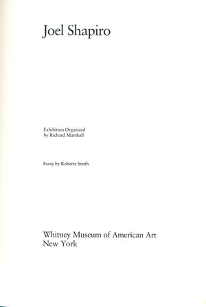 Joel Shapiro: Exhibition,New