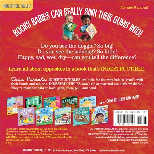 Indestructibles: Big And Little: A Book Of Opposites: Chew Proof  Rip Proof  Nontoxic  100% Washable (Book For Babies, Newborn B