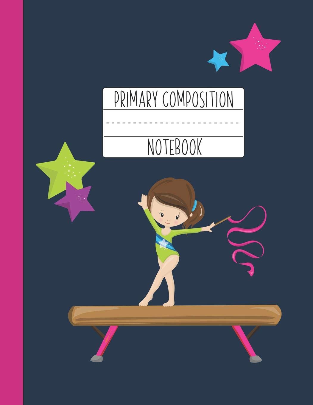 Primary Composition Notebook: A Purple Gymnastics Primary Composition Notebook For Girls Grades K2 Featuring Handwriting Lines ,Used