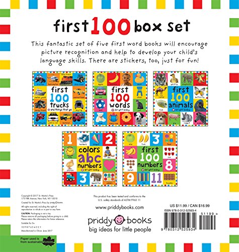 First 100 PB Box Set (5 books): First 100 Words; First 100 Animals; First 100 Trucks and Things That Go; First 100 Numbers; Firs,New