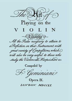The Art of Playing on the Violin. [Facsimile of 1751 edition].,Used