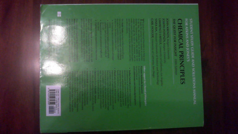 Student Study Guide and Solutions Manual for Chemical Principles: The Quest for Insight,New