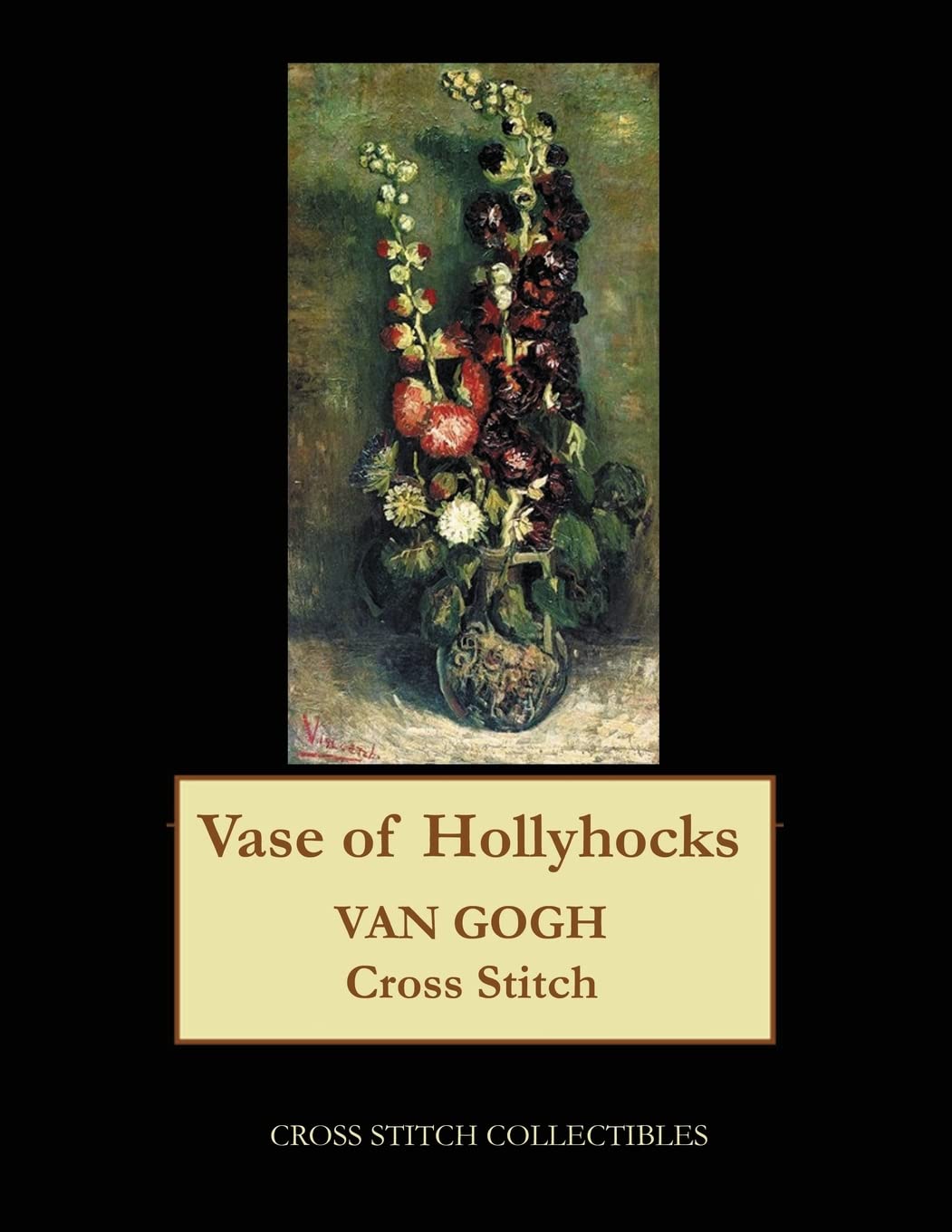 Vase of Hollyhocks: Van Gogh cross stitch pattern,Used