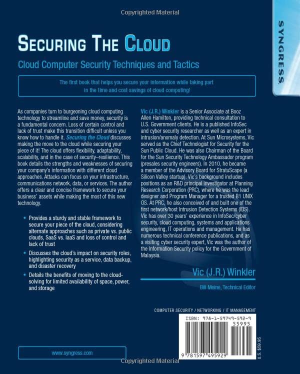 Securing the Cloud: Cloud Computer Security Techniques and Tactics,Used