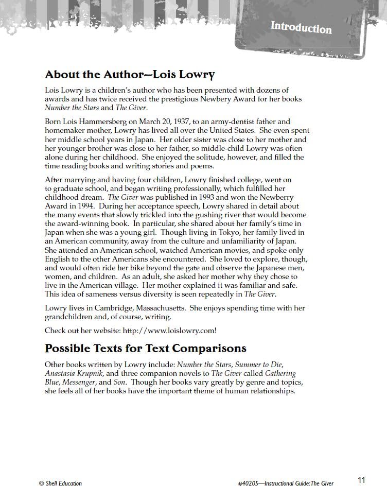 The Giver: An Instructional Guide for Literature  Novel Study Guide for 4th8th Grade Literature with Close Reading and Writing,Used