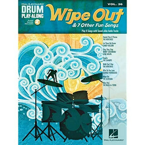 Wipe Out & 7 Other Fun Songs Drum Playalong Volume 36 Book/Online Media (Hal Leonard Drum Playalong, 36)