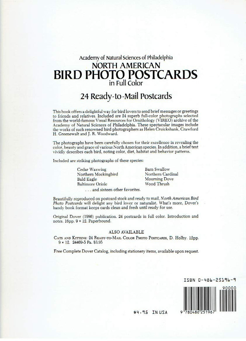 North American Bird Photo Postcards In Full Color,New