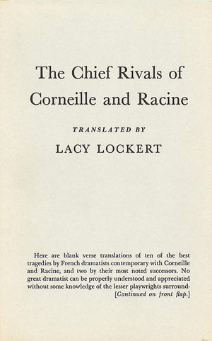 The Chief Rivals Of Corneille And Racine,Used