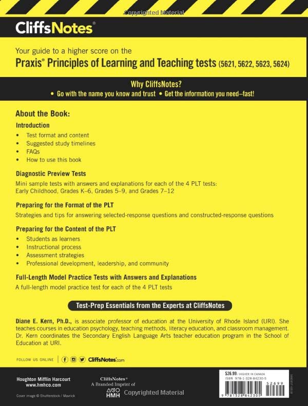 CliffsNotes Praxis Principles of Learning and Teaching, Third Edition (CliffsNotes Test Prep),Used
