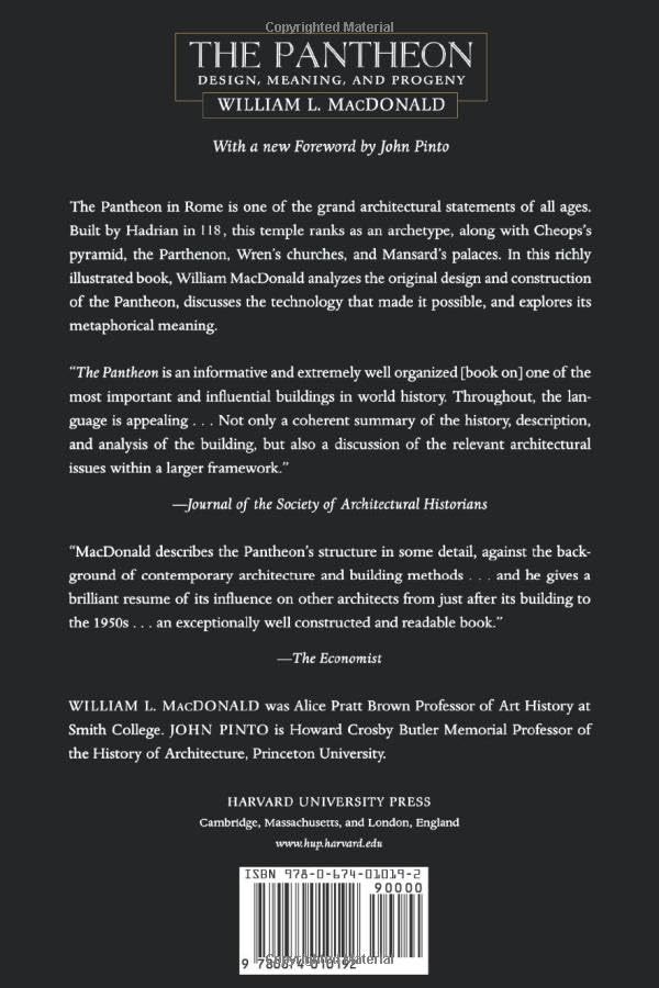The Pantheon: Design, Meaning, and Progeny, With a New Foreword by John Pinto, Second Edition,Used