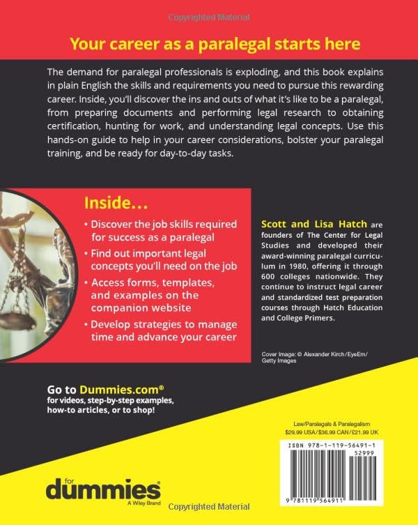 Paralegal Career For Dummies (For Dummies (Career/Education)),New