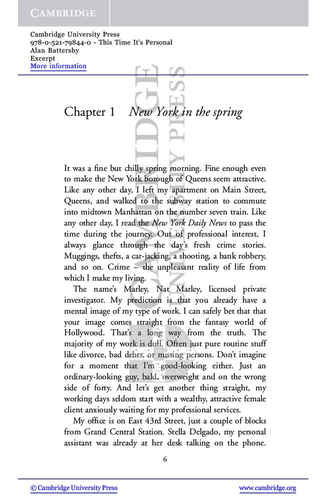 This Time It'S Personal Level 6 (Cambridge English Readers),New