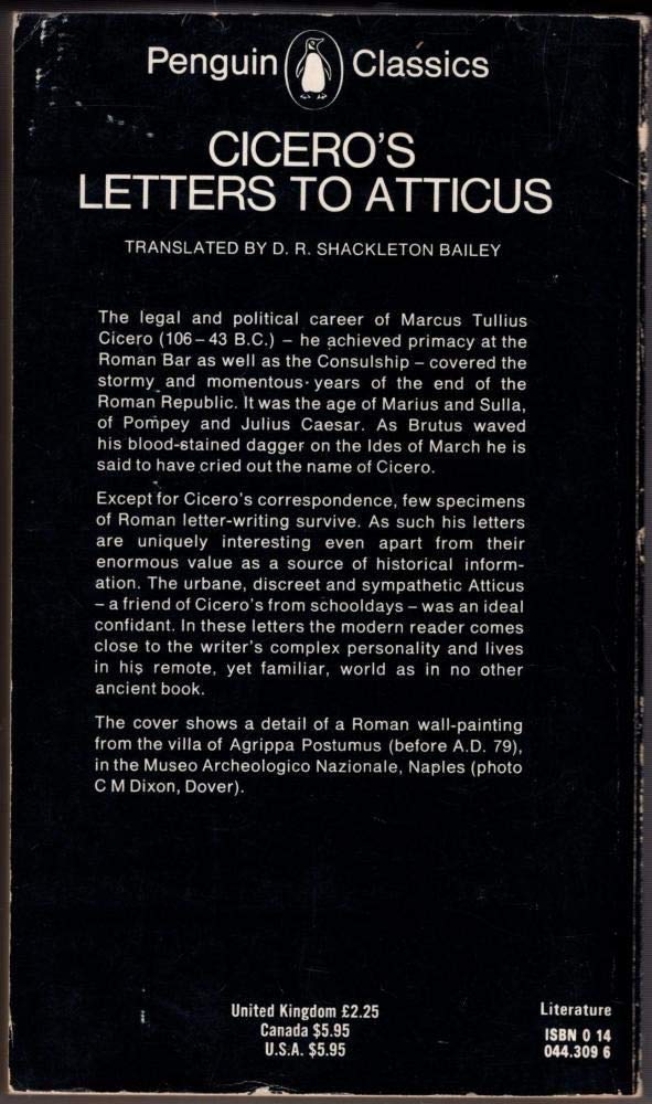 Cicero'S Letters To Atticus (Penguin Classics),New