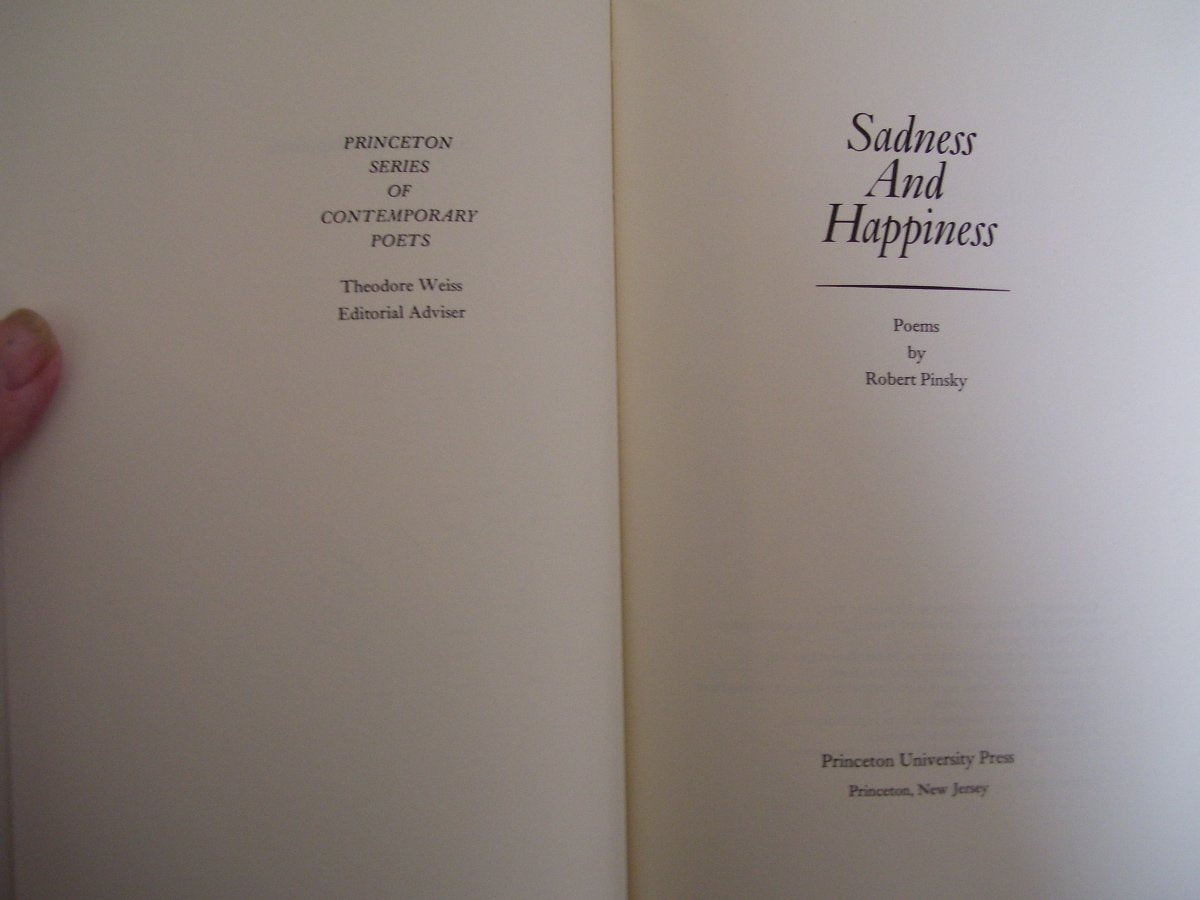 Sadness And Happiness: Poems By Robert Pinsky (Princeton Series Of Contemporary Poets, 1)-used