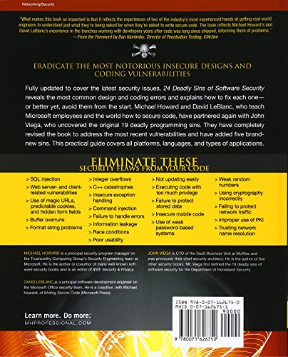 24 Deadly Sins of Software Security: Programming Flaws and How to Fix Them: Programming Flaws and How to Fix Them,Used
