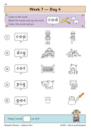 New Phonics Daily Practice Book: Reception  Autumn Term: ideal for catching up at home (CGP Primary Phonics),Used