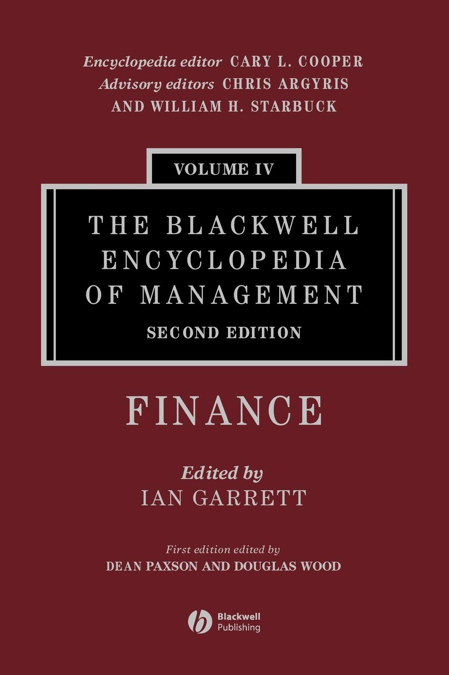 The Blackwell Encyclopedia of Management: Finance (The Blackwell Encyclopedia of Management, 4),Used