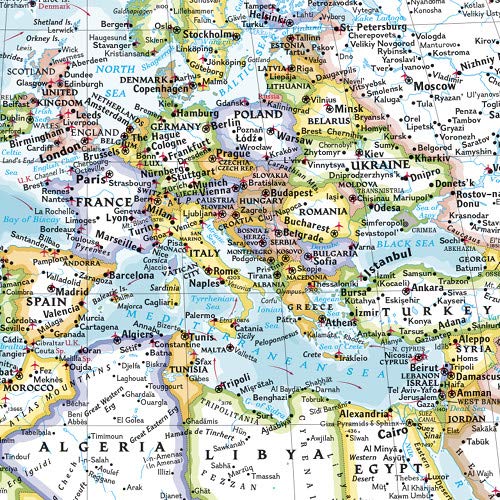 National Geographic World Wall Map  Classic  Laminated (43.5 X 30.5 In) (National Geographic Reference Map),New