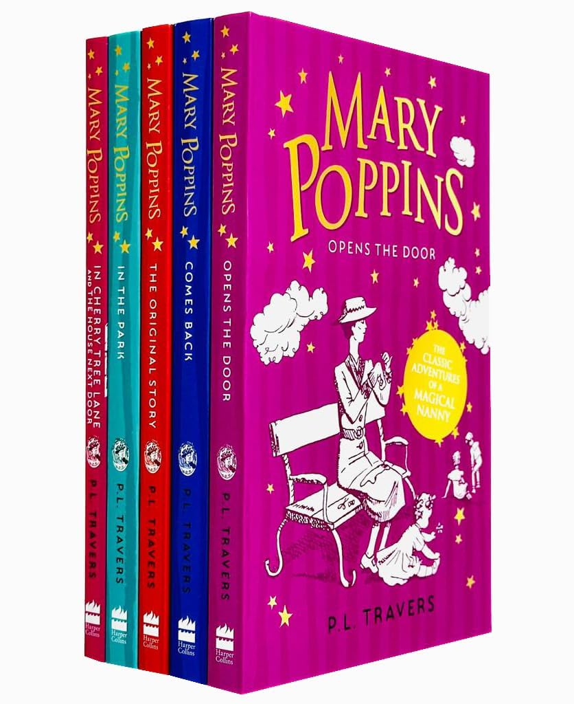 Mary Poppins Collection P L Travers 5 Books Set (Mary Poppins, Mary Poppins in the Park, Mary Poppins in Cherry Tree Lane, Mary ,Used
