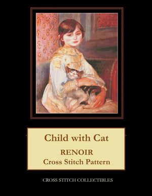 Child with Cat: Renoir Cross Stitch Pattern,Used