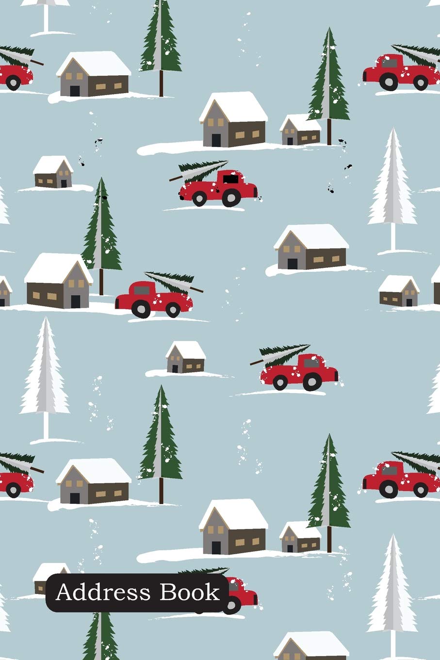 Address Book: Include Alphabetical Index With Christmas seamless pattern with cute home town cover,New