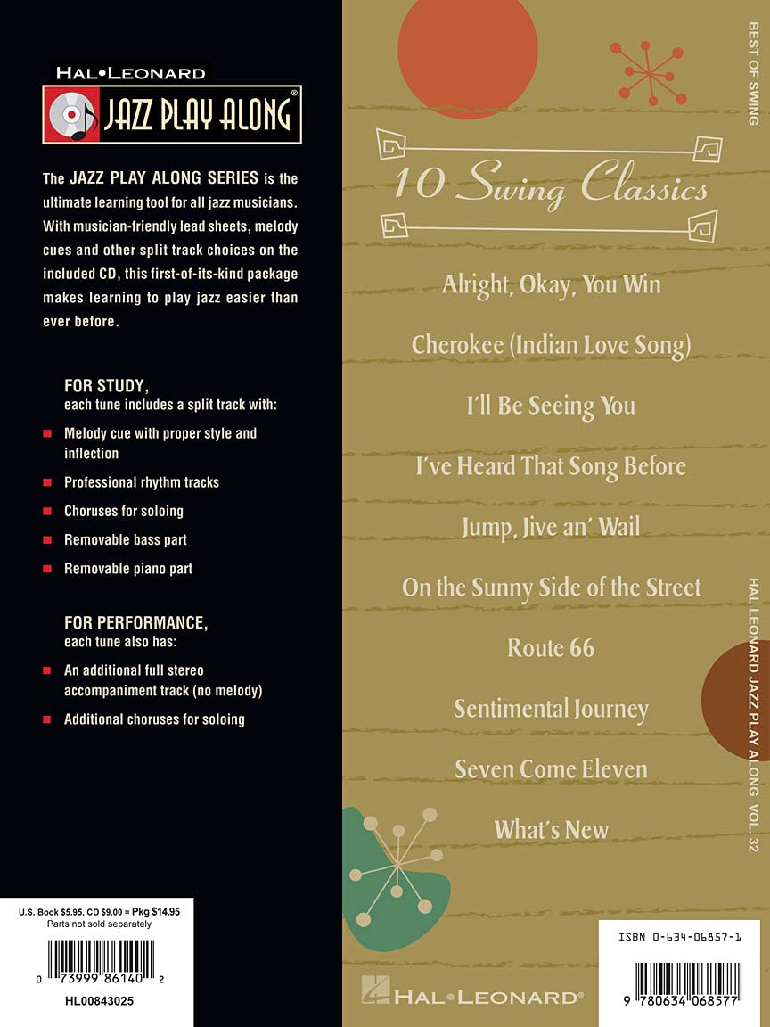 Best Of Swing: Jazz Play Along Volume 32 (Hal Leonard Jazz Playalong),Used