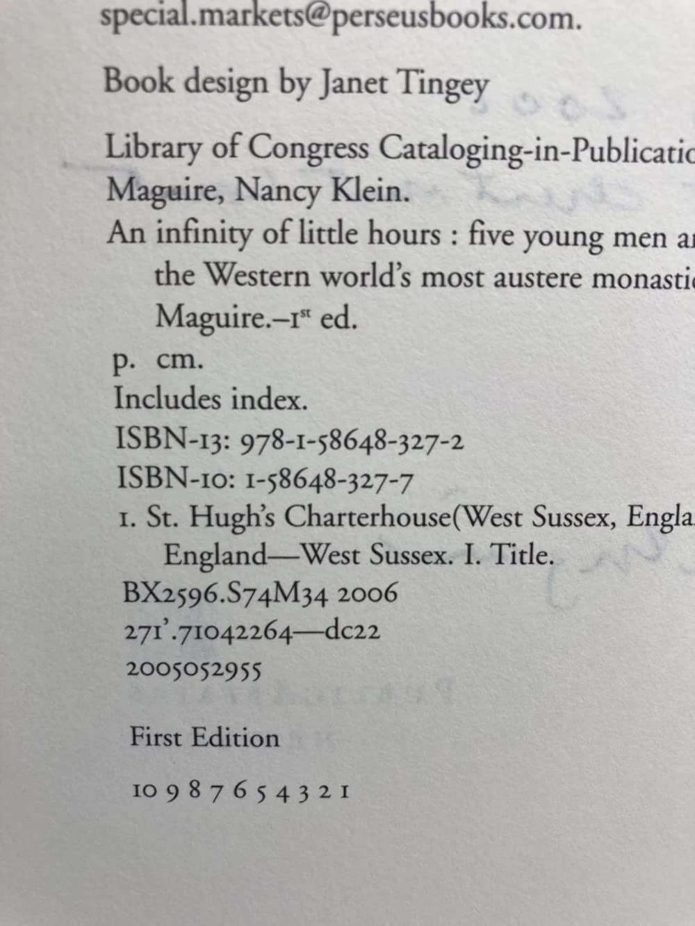 An Infinity of Little Hours: Five Young Men and Their Trial of Faith in the Western World's Most Austere Monastic Order,Used