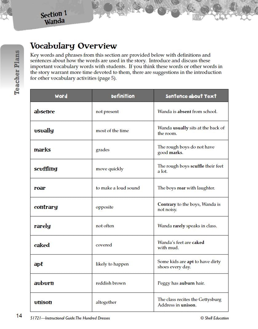 The Hundred Dresses: An Instructional Guide for Literature  Novel Study Guide for Elementary School Literature with Close Readi,Used