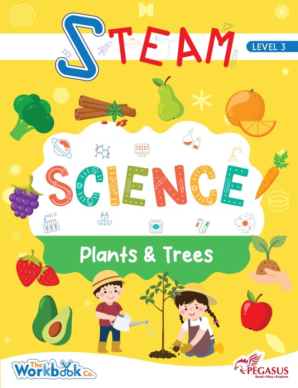 Team Pegasus Steam Science Learning Book For Kids - Level 3, Ages 5-6, Plants And Trees Activities, Early Science Skills For Preschool Children