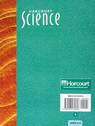 Harcourt Science Grade 4 Units AF Workbook,Used