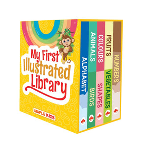 My First Learning Library For Kids - Boxset Of Board Books - 8 Topics Gift Set For Kids (Illustrated) - Alphabet, Numbers, Animals And Birds, Colours And Shapes, Fruits And Vegetables - For Children Age 0 - 2 Years